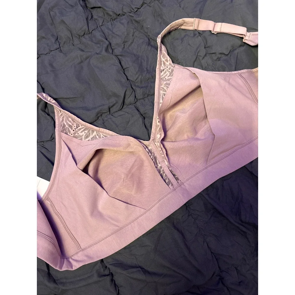 NEW Auden Womens Dark Lavender Lace‎ Unlined Wirefree Full Figure Bra, 46C